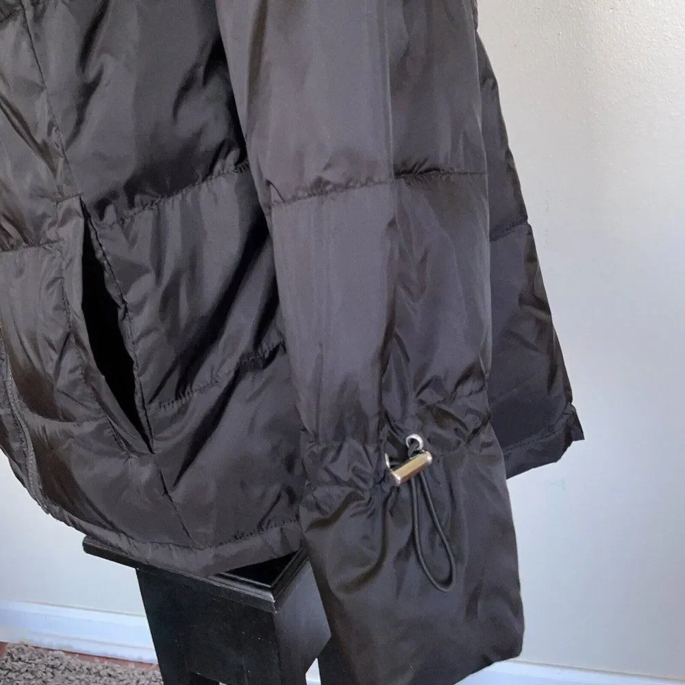 Womens Motto Quilted Puffer Jacket Coat Black Funnel Collar Plus Sz 1X Full Zip - Picture 5 of 8